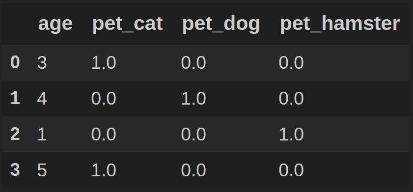 Таблица df после One Hot Encoding 